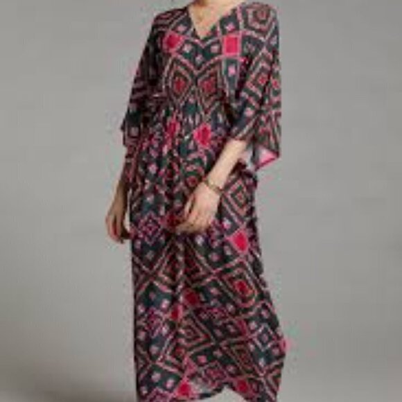 NWT  Anthropologie Rujuta Sheth Gather Front Caftan Dress One Size - Picture 1 of 13